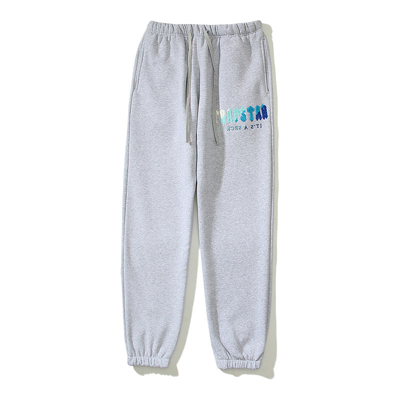 Kanye West Sunday Service Pant Towel Embroidered Loose Casual Pants Fleece-Lined Ankle Banded Pants