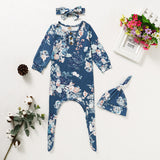 Knotted Baby Gown Cute Pullover Dark Blue Summer Short Sleeve