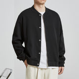 White Varsity Jacket Men's Baseball Collar Knitted Jacket Men's Autumn Loose Men's Stand Collar Jacket