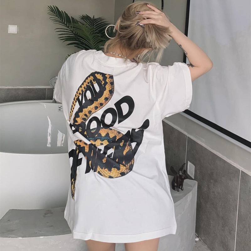 Rrr123 T Shirt Matthew Viper Vintage Print Distressed Loose-Fitting Casual T-shirt