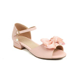Flat Dress Sandals Summer Low Heel Bow Buckle Sandals