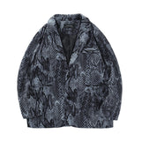 Men's Casual Suit Man Blzer Dark Style Python Pattern Casual Suit Jacket Men's Retro Loose Lapels Suit Jacket