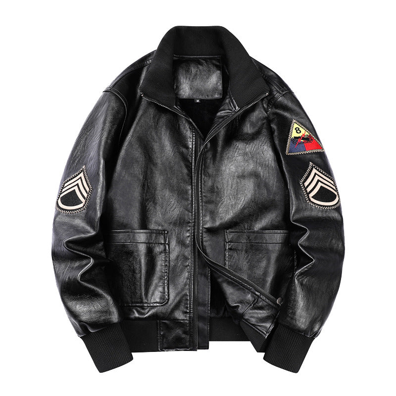 Graphic Leather Jacket Women Leather Jacket Spring/Autumn Vintage PU Jacket Pilot Motorcycle Clothing