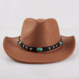 Cowgirl Hats Ethnic Style Western Style Cowboy Hat Rivet Woolen Hat