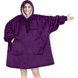 Hoodies Blankets Autumn and Winter Solid Color Plaid Lazy Blanket Multi-Pocket Leisure