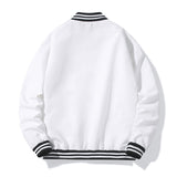White Varsity Jacket Spring Coat Men's and Women's Couple Thin Stand Collar Jacket Baseball Uniform