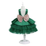 Toddler Girls Sequin Gown Dress Tulle Skirt Bow One Year Old Celebration Dress Baby Girl Dress Kids