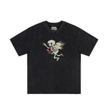 Preppy Aesthetic T Shirt Printed Short Sleeve Men's and Women's Washed T-shirt