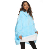 Hoodies Blankets Winter Fleece-Lined Thickened Lazy Blanket Solid Color Large Pocket Home