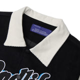 Orange Varsity Jacket Letter Embroidery Contrast Color Stitching Jacket Coat Men's Fall Lapels Baseball Uniform