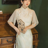 Women Retro Cottagecore Vintage Dress Retro Corset Slimming Fashion Round Neck Short Sleeves Long Dress Summer