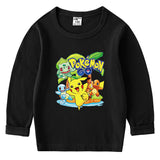 Children Pokemon Pikachu Hoodie Spring and Autumn Undershirt Boys and Girls T-shirt