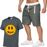 Smiley Face T Shirt Drew Biber Smiley Print Men's Short-Sleeved T-shirt Suit