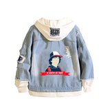 Stranger Things Hellfire Club Coat Fake Two-Piece Denim Jacket Spring and Autumn Loose Denim Jacket Hooded Jacket