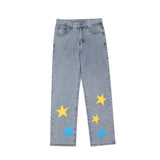 Mens Fall Outfits Loose Printed Wide-Leg Pants Autumn Drape
