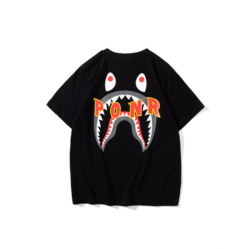 WGM Closing Summer Shark Head Men's and Women's Large Size Loose Short Sleeve T-shirt