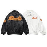Black Varsity Jacket Men's PU Leather Jacket Autumn Coat Motorcycle Men's Letter Embroidered Complex Cardigan