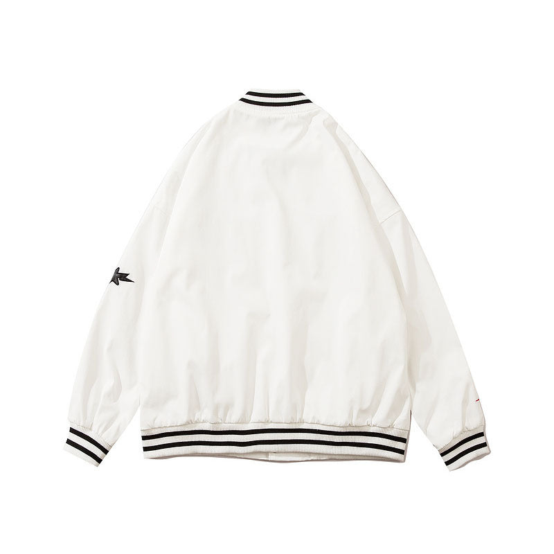 Mens Fall Outfits Retro Alphabet Embroidered Baseball Uniform Coat Men Baggy Casual Jacket
