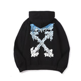 Loose Fleece-Lined  Blue Hedging Sweater hoodie