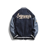 College Jacket Autumn Creative Embroidery Contrast Color Casual Denim Baseball Uniform Boys Loose Top