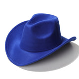 Cowgirl Hats Autumn and Winter Black Woolen Jazz Top Hat Male Ladies' National Style Felt Cap Broad-Brimmed Hat