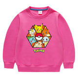 Children Pokemon Pikachu Hoodie round Neck Sweater Cotton Neutral