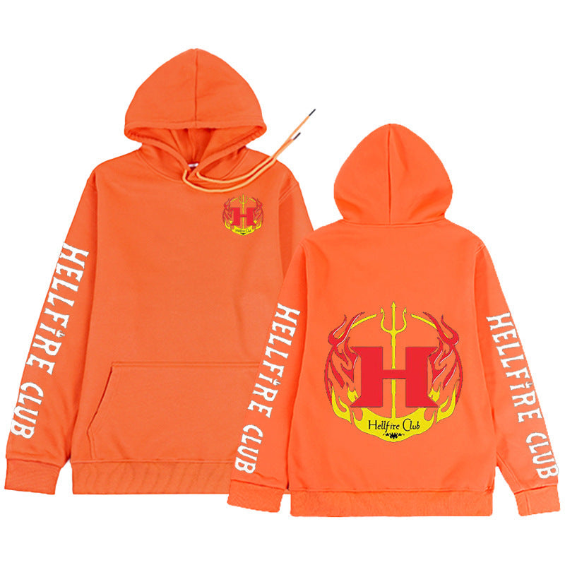 Stranger Things Hellfire Club Coat Sweater Versatile Loose Hooded Sweater Fleece-Lined Neutral