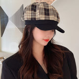 Check Beret Hat Plaid Fashion Beret