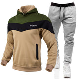 Balmain Hoodie & Sweatpant 2 Piece Set Men's Casual Patchwork Sweatshirt Hoodie Trousers Sports Suit Autumn and Winter