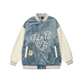 Mens Fall Outfits Pilot Jacket Men's Velvet Stitching PU Leather Sleeve Long Sleeve Casual Baseball Jacket