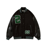 Black Varsity Jacket Student Long Sleeve Baggy Coat Men's Autumn Baseball Uniform Jacket