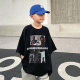 Kids Present Thoroughbred Doberman Dog Print T-Shirt Boy's Short-Sleeved T-shirt Summer Pure Cotton