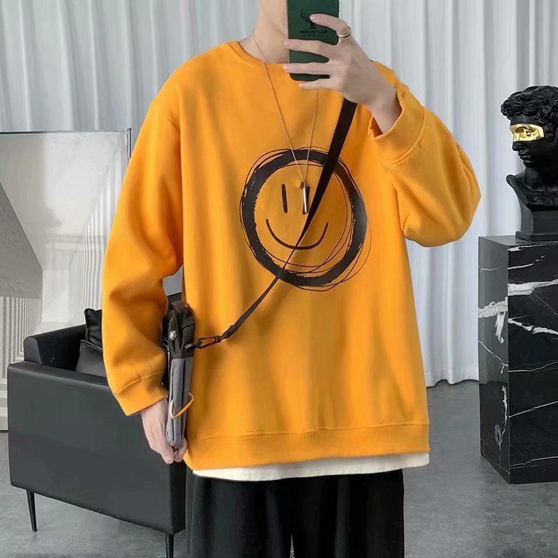 Men Sweatshirts round Neck Sweater Men's Long-Sleeved T-shirt Loose Top