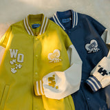 Baby Blue Varsity Jacket Baggy Coat Men's and Women's Jacket Autumn Baseball Uniform