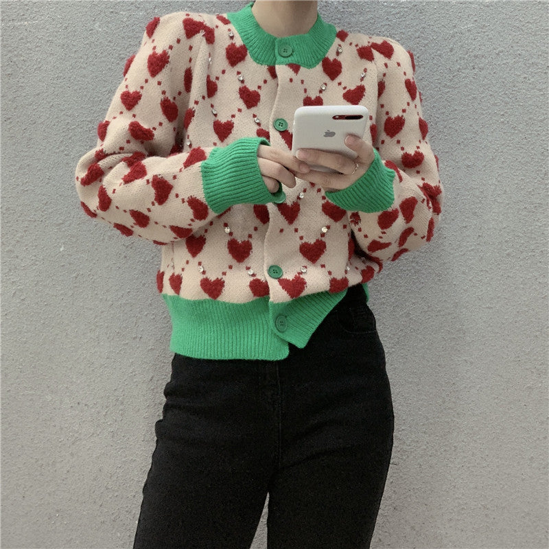 Preppy Aesthetic Sweater O-neck Short Cardigan Women's Knitwear