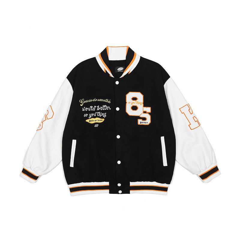 Baby Blue Varsity Jacket Letter Loose Men's Autumn Baseball Uniform Jacket