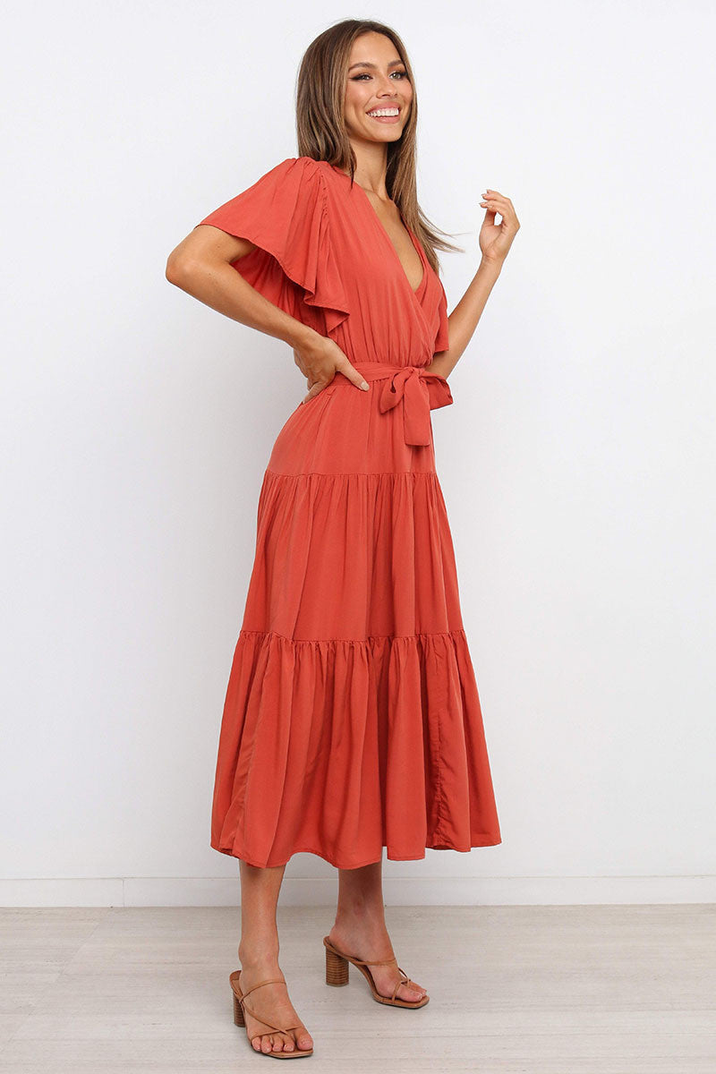 Burnt Orange Dress Short Sleeve Maxi Dress Dress