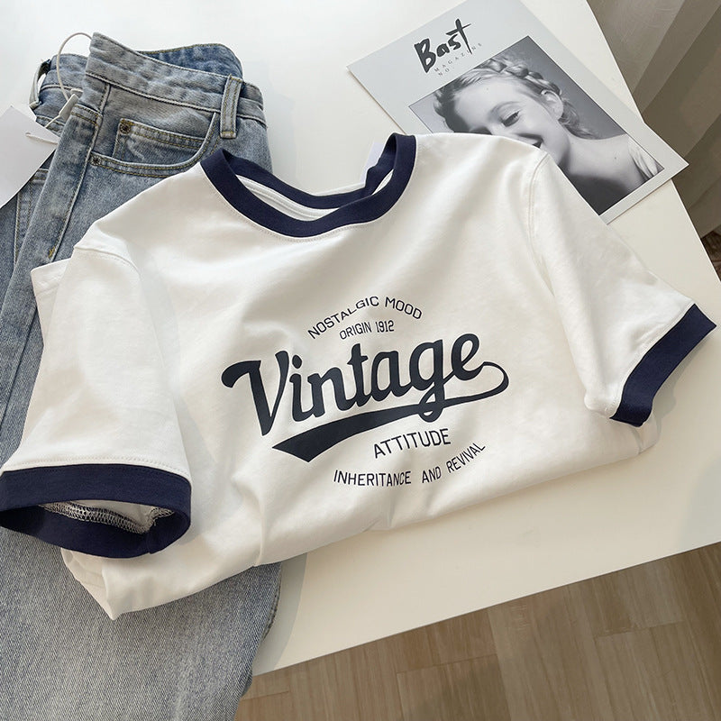Preppy Aesthetic T Shirt Vintage Letter Print T-shirt