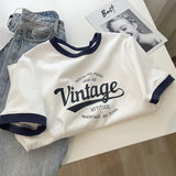Preppy Aesthetic T Shirt Vintage Letter Print T-shirt