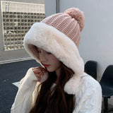 Women Winter Hats Knitted Woolen Cap Warm Earflaps Cap Thick for Women