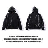 Shark Print Jacket Shark Head Little Dinosaur Embroidered Leather Jacket Men'S And Women'S Zipper Jacket