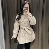 Women Winter Coats Women'S Coat Fall Fashion Casual Long Sleeve With Belt Shirt Coat