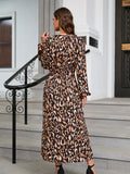 Nina Parker Graffiti Dress Sexy Slit Leopard Print Dress