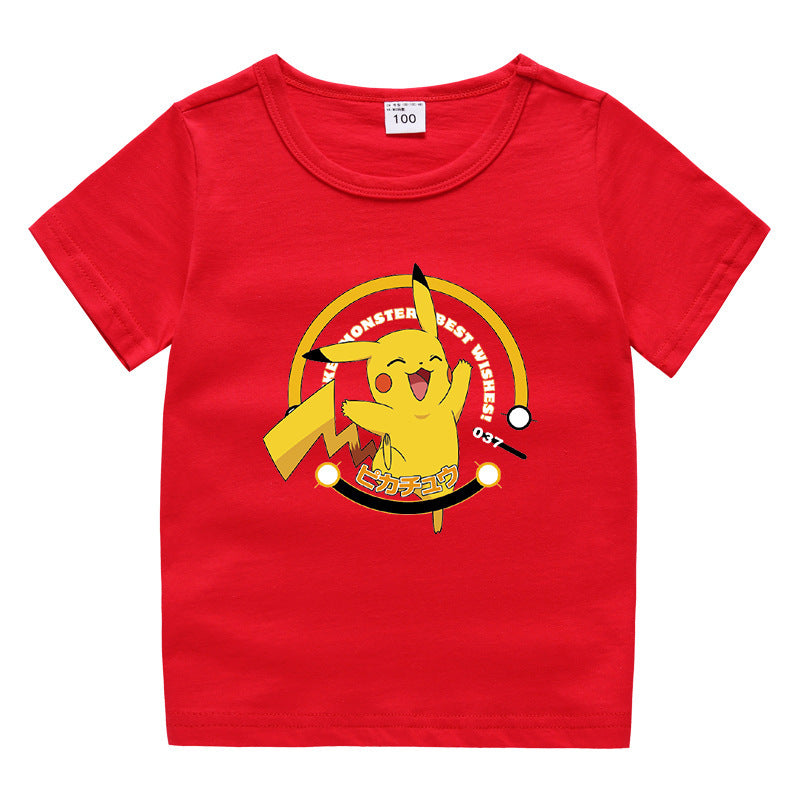 Children Pokemon Pikachu T Shirt Cute Cotton T-shirt Casual Sports Trend
