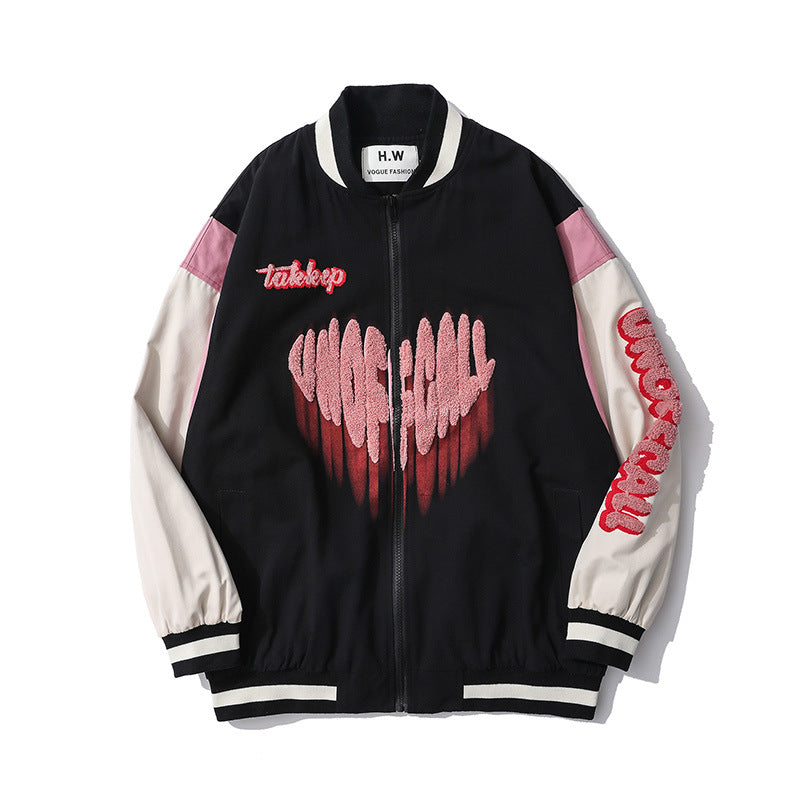 Varsity Jacket Vintage Retro Embroidered Baseball Uniform Love Letter Jacket Men's Hip Hop Spring and Autumn Couple Oversize Jacket