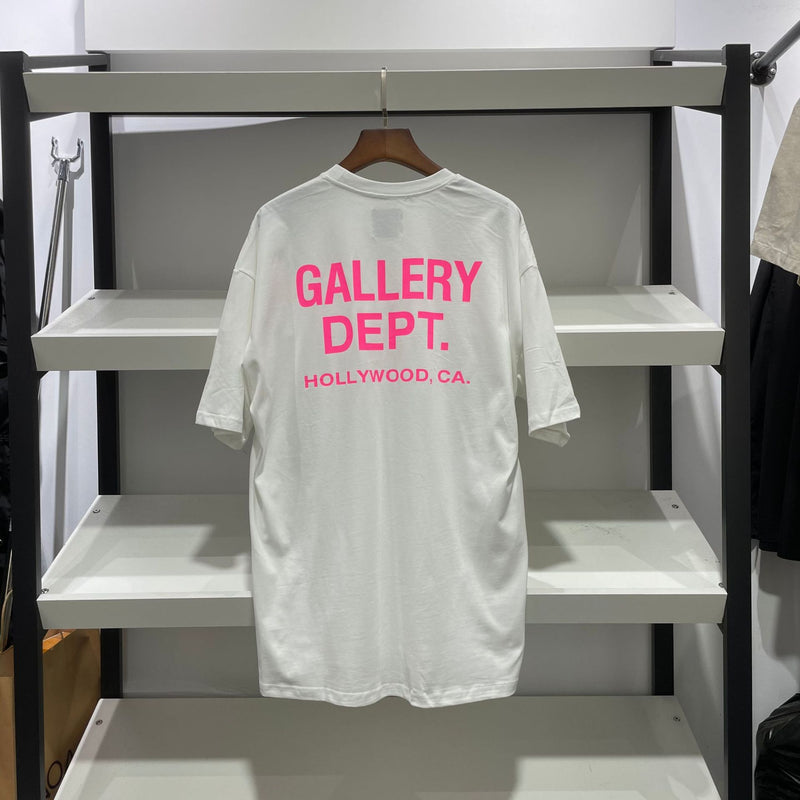 Gallery Dept Pink Letters Printed Men's and Women's Loose Short-Sleeved T-shirt