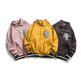 Yellow Varsity Jacket Fall Men's Baseball Uniforms Youth Baggy Casual Jacket