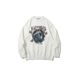 Mens Fall Outfits Love Letter Graffiti Couple Knitted Pullover Top Loose Hanging Shoulder Sweater