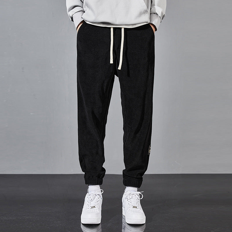 Mens Corduroy Pants Fleece-Lined Thickened Winter Ankle Banded Slacks Men's Chenille Sweatpants