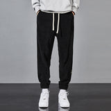 Mens Corduroy Pants Fleece-Lined Thickened Winter Ankle Banded Slacks Men's Chenille Sweatpants